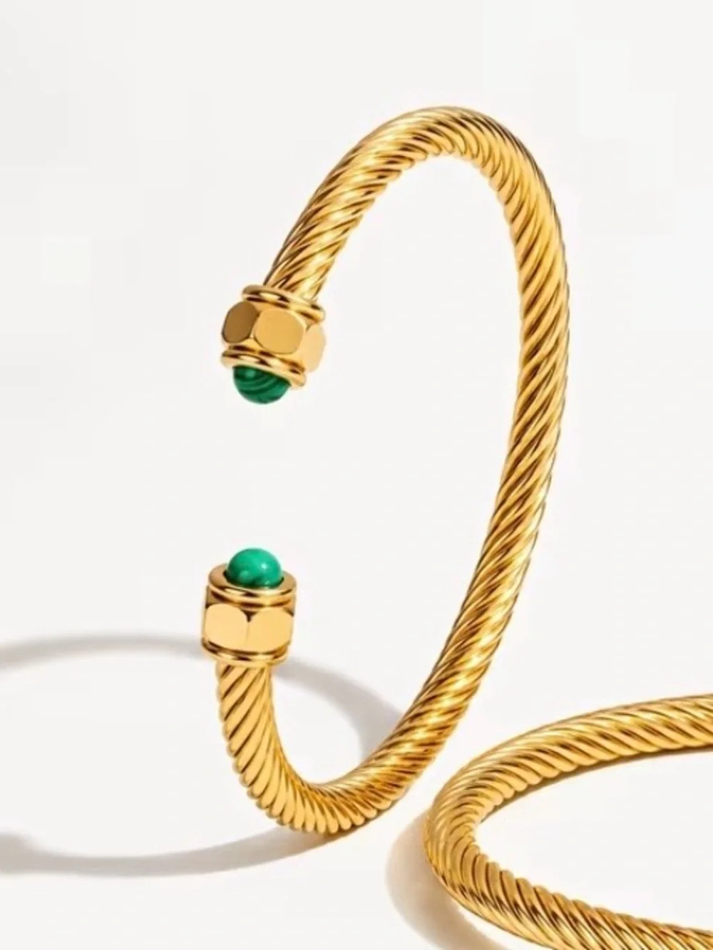 NEW! Twisted Cuff Bracelet with Green Accent. Cabel Classic Bracelet A0-12